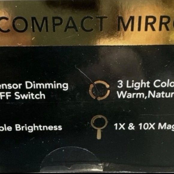 Glo Tech LED Compact Mirror USB & 10X MAG 3 Light Settings White + Onn Powerbank - Picture 9 of 13